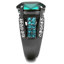 Load image into Gallery viewer, Womens Light Black Ring Anillo Para Mujer y Ninos Kids 316L Stainless Steel Ring with Top Grade Crystal in Emerald Solada - Jewelry Store by Erik Rayo
