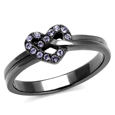 Womens Light Black Ring Anillo Para Mujer y Ninos Kids 316L Stainless Steel Ring with Top Grade Crystal in Light Amethyst Ella - Jewelry Store by Erik Rayo