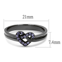 Load image into Gallery viewer, Womens Light Black Ring Anillo Para Mujer y Ninos Kids 316L Stainless Steel Ring with Top Grade Crystal in Light Amethyst Ella - Jewelry Store by Erik Rayo
