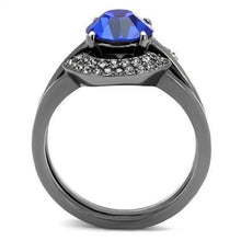 Load image into Gallery viewer, Womens Light Black Ring Anillo Para Mujer y Ninos Kids 316L Stainless Steel Ring with Top Grade Crystal in Sapphire Adah - Jewelry Store by Erik Rayo

