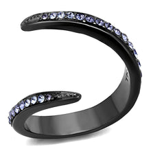 Load image into Gallery viewer, Womens Light Black Ring Anillo Para Mujer y Ninos Kids 316L Stainless Steel Ring with Top Grade Crystal in Tanzanite Ingrid - Jewelry Store by Erik Rayo
