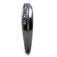 Load image into Gallery viewer, Womens Light Black Ring Anillo Para Mujer y Ninos Kids 316L Stainless Steel Ring with Top Grade Crystal in Tanzanite Olga - Jewelry Store by Erik Rayo
