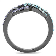Load image into Gallery viewer, Womens Light Black Ring Anillo Para Mujer y Ninos Kids 316L Stainless Steel Ring with Top Grade Crystal in Tanzanite Paris - Jewelry Store by Erik Rayo
