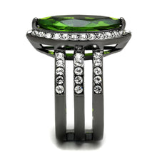 Load image into Gallery viewer, Womens Light Black Ring Anillo Para Mujer Stainless Steel Ring Glass in Peridot Analia - Jewelry Store by Erik Rayo
