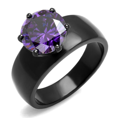 Womens Light Black Ring Anillo Para Mujer Stainless Steel Ring with AAA Grade CZ in Amethyst Danice - Jewelry Store by Erik Rayo