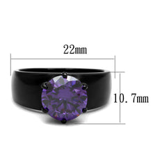 Load image into Gallery viewer, Womens Light Black Ring Anillo Para Mujer y Ninos Kids Stainless Steel Ring with AAA Grade CZ in Amethyst Danice - ErikRayo.com
