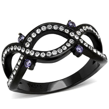 Load image into Gallery viewer, Womens Light Black Ring Anillo Para Mujer y Ninos Kids Stainless Steel Ring with AAA Grade CZ in Amethyst Dinah - ErikRayo.com
