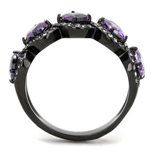 Load image into Gallery viewer, Womens Light Black Ring Anillo Para Mujer y Ninos Kids Stainless Steel Ring with AAA Grade CZ in Amethyst Estefana - ErikRayo.com
