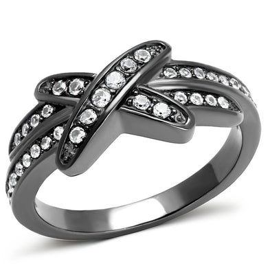 Womens Light Black Ring Anillo Para Mujer Stainless Steel Ring with AAA Grade CZ in Clear Eva - Jewelry Store by Erik Rayo