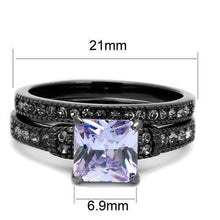 Load image into Gallery viewer, Womens Light Black Ring Anillo Para Mujer y Ninos Kids Stainless Steel Ring with AAA Grade CZ in Light Amethyst Adddilyn - ErikRayo.com
