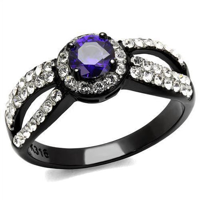 Womens Light Black Ring Anillo Para Mujer Stainless Steel Ring with AAA Grade CZ in Tanzanite Agnes - Jewelry Store by Erik Rayo