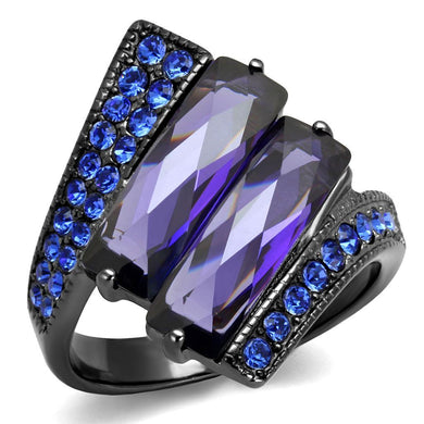 Womens Light Black Ring Anillo Para Mujer Stainless Steel Ring with AAA Grade CZ in Tanzanite Britta - Jewelry Store by Erik Rayo