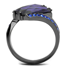 Load image into Gallery viewer, Womens Light Black Ring Anillo Para Mujer Stainless Steel Ring with AAA Grade CZ in Tanzanite Britta - Jewelry Store by Erik Rayo
