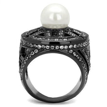 Load image into Gallery viewer, Womens Light Black Ring Anillo Para Mujer Stainless Steel Ring with Synthetic Pearl in White Verona - Jewelry Store by Erik Rayo
