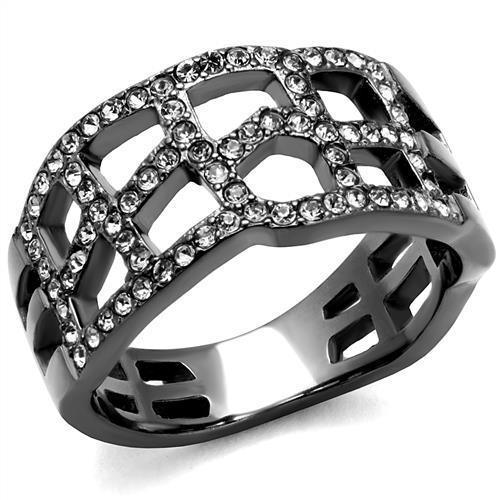 Womens Light Black Ring Anillo Para Mujer y Ninos Kids Stainless Steel Ring with Top Grade Crystal in Black Diamond Phalin - Jewelry Store by Erik Rayo