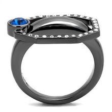 Load image into Gallery viewer, Womens Light Black Ring Anillo Para Mujer Stainless Steel Ring with Top Grade Crystal in Capri Blue Alannah - Jewelry Store by Erik Rayo
