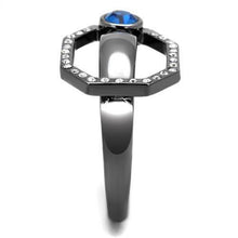 Load image into Gallery viewer, Womens Light Black Ring Anillo Para Mujer y Ninos Kids Stainless Steel Ring with Top Grade Crystal in Capri Blue Alannah - Jewelry Store by Erik Rayo
