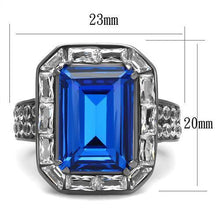 Load image into Gallery viewer, Womens Light Black Ring Anillo Para Mujer y Ninos Kids Stainless Steel Ring with Top Grade Crystal in Capri Blue Sloana - ErikRayo.com
