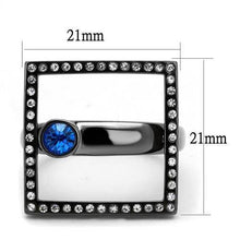 Load image into Gallery viewer, Womens Light Black Ring Anillo Para Mujer y Ninos Kids Stainless Steel Ring with Top Grade Crystal in Capri Blue Zendeya - Jewelry Store by Erik Rayo
