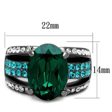 Load image into Gallery viewer, Womens Light Black Ring Anillo Para Mujer y Ninos Kids Stainless Steel Ring with Top Grade Crystal in Emerald Solada - ErikRayo.com
