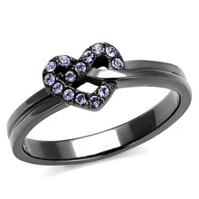 Load image into Gallery viewer, Womens Light Black Ring Anillo Para Mujer Stainless Steel Ring with Top Grade Crystal in Light Amethyst Ella - Jewelry Store by Erik Rayo
