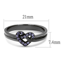 Load image into Gallery viewer, Womens Light Black Ring Anillo Para Mujer y Ninos Kids Stainless Steel Ring with Top Grade Crystal in Light Amethyst Ella - Jewelry Store by Erik Rayo
