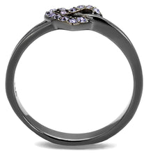Load image into Gallery viewer, Womens Light Black Ring Anillo Para Mujer Stainless Steel Ring with Top Grade Crystal in Light Amethyst Ella - Jewelry Store by Erik Rayo
