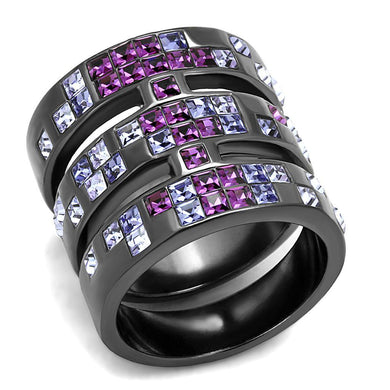 Womens Light Black Ring Anillo Para Mujer Stainless Steel Ring with Top Grade Crystal in Multi Color Jovanna - Jewelry Store by Erik Rayo