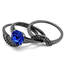 Load image into Gallery viewer, Womens Light Black Ring Anillo Para Mujer y Ninos Kids Stainless Steel Ring with Top Grade Crystal in Sapphire Adah - ErikRayo.com

