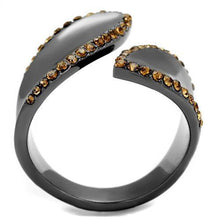 Load image into Gallery viewer, Womens Light Black Ring Anillo Para Mujer y Ninos Kids Stainless Steel Ring with Top Grade Crystal in Smoked Quartz Flora - Jewelry Store by Erik Rayo
