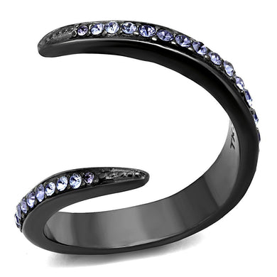 Womens Light Black Ring Anillo Para Mujer y Ninos Kids Stainless Steel Ring with Top Grade Crystal in Tanzanite Ingrid - Jewelry Store by Erik Rayo