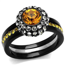 Load image into Gallery viewer, Womens Orange Black Ring Anillo Para Mujer y Ninos Girls 316L Stainless Steel Ring with Top Grade Crystal in Topaz Makena - Jewelry Store by Erik Rayo
