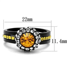 Load image into Gallery viewer, Womens Orange Black Ring Anillo Para Mujer y Ninos Girls 316L Stainless Steel Ring with Top Grade Crystal in Topaz Makena - Jewelry Store by Erik Rayo
