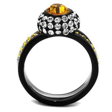 Load image into Gallery viewer, Womens Orange Black Ring Anillo Para Mujer y Ninos Girls Stainless Steel Ring with Top Grade Crystal in Topaz Makena - ErikRayo.com
