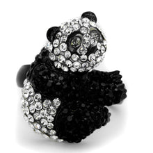 Load image into Gallery viewer, Womens Panda Ring Anillo Para Mujer Stainless Steel Ring with Top Grade Crystal in Black Diamond Narni - Jewelry Store by Erik Rayo
