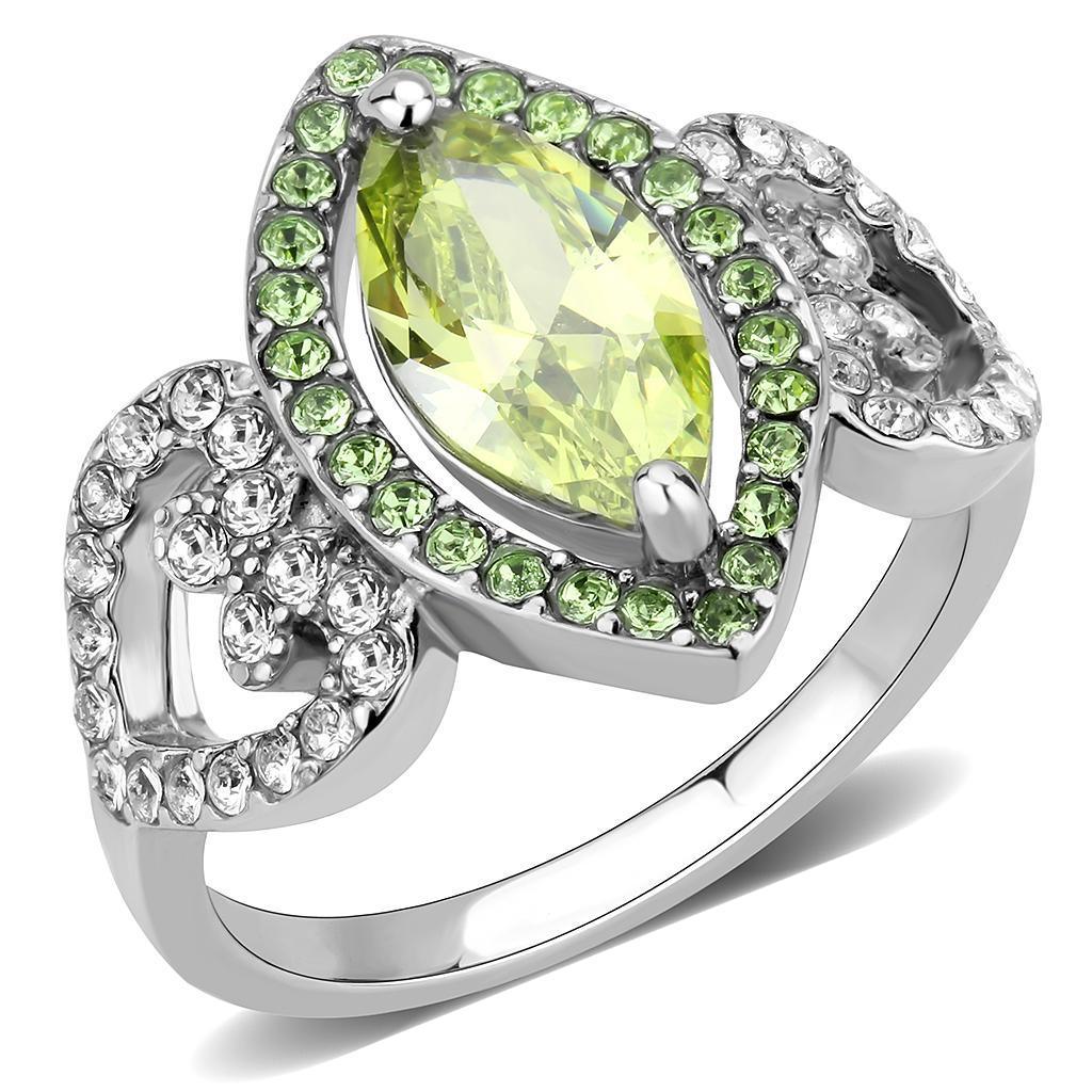 Womens Ring Anillo Para Mujer y Ninos Unisex Kids 316L Stainless Steel Ring with AAA Grade CZ in Apple Green color - Jewelry Store by Erik Rayo