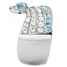 Load image into Gallery viewer, Womens Ring Anillo Para Mujer y Ninos Unisex Kids 316L Stainless Steel Ring with AAA Grade CZ in Sea Blue - Jewelry Store by Erik Rayo
