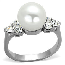 Load image into Gallery viewer, Womens Ring Anillo Para Mujer y Ninos Unisex Kids 316L Stainless Steel Ring with Synthetic Pearl in White - Jewelry Store by Erik Rayo
