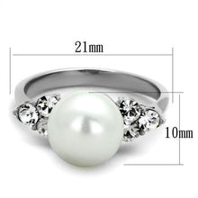 Load image into Gallery viewer, Womens Ring Anillo Para Mujer y Ninos Unisex Kids 316L Stainless Steel Ring with Synthetic Pearl in White - Jewelry Store by Erik Rayo
