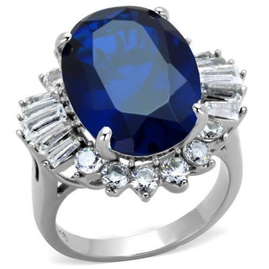 Womens Ring Anillo Para Mujer y Ninos Unisex Kids 316L Stainless Steel Ring with Synthetic Spinel in London Blue - ErikRayo.com