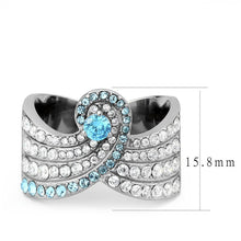 Load image into Gallery viewer, Womens Ring Anillo Para Mujer Stainless Steel Ring with AAA Grade CZ in Sea Blue - Jewelry Store by Erik Rayo
