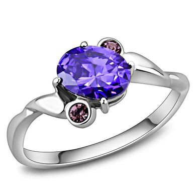 Womens Ring Anillo Para Mujer Stainless Steel Ring with AAA Grade CZ in Tanzanite - Jewelry Store by Erik Rayo