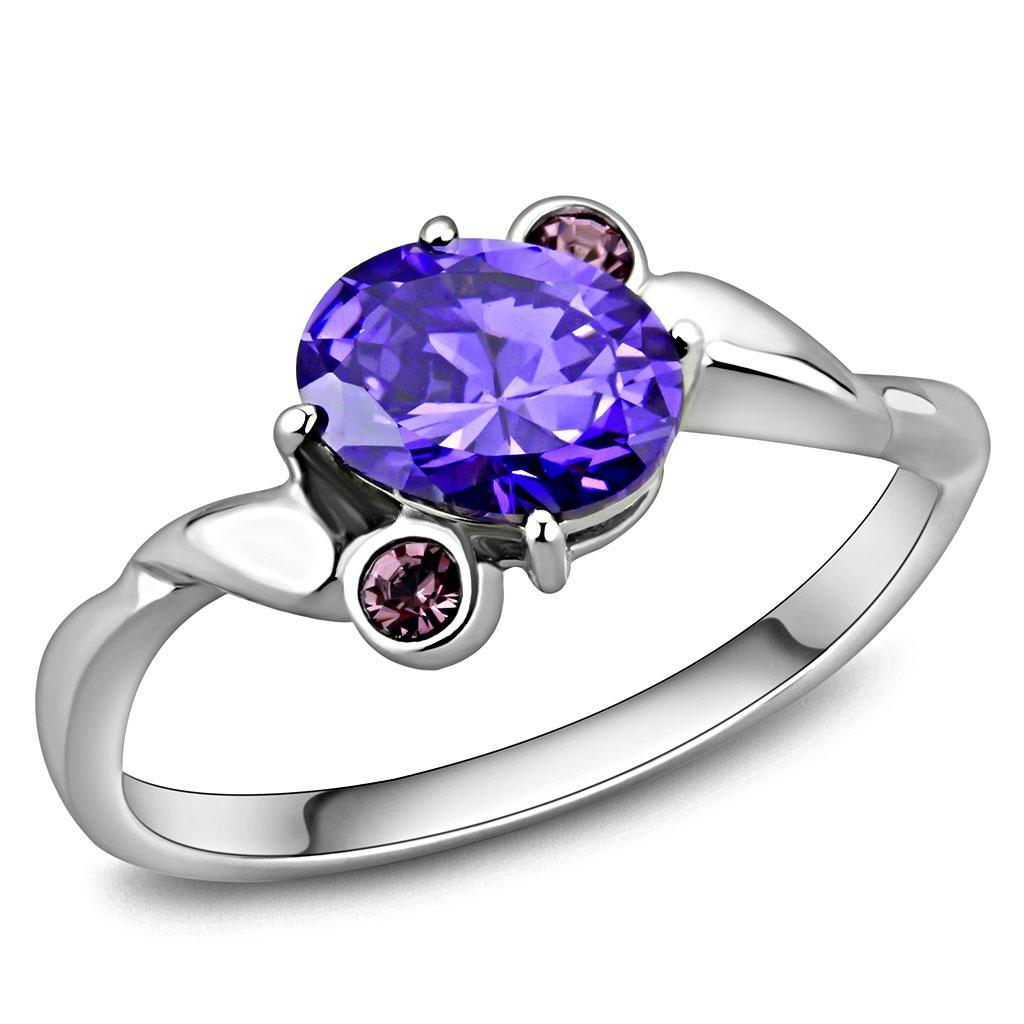 Womens Ring Anillo Para Mujer y Ninos Unisex Kids Stainless Steel Ring with AAA Grade CZ in Tanzanite - ErikRayo.com