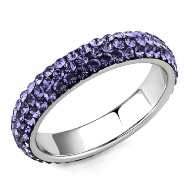 Womens Ring Anillo Para Mujer Stainless Steel Ring with Top Grade Crystal in Tanzanite - Jewelry Store by Erik Rayo