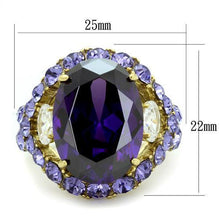 Load image into Gallery viewer, Womens Ring Big Purple Stainless Steel Ring with AAA Grade CZ in Amethyst - Jewelry Store by Erik Rayo
