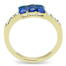 Load image into Gallery viewer, Womens Ring Blue Triple Stone Steel Ring with Synthetic Synthetic Glass in Montana - Jewelry Store by Erik Rayo
