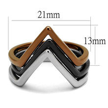 Load image into Gallery viewer, Womens Ring Brown Silver Black Tri Color Anillo Para Mujer y Ninos Kids 316L Stainless Steel Ring with No Stone - Jewelry Store by Erik Rayo
