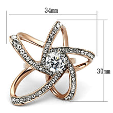 Load image into Gallery viewer, Womens Ring Brown Spiral Flower Stainless Steel Ring with AAA Grade CZ in Clear - Jewelry Store by Erik Rayo
