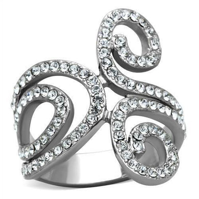 Womens Ring Clear Cz Stainless Steel Engagement Wide Band Swirl Party Cocktail Ring - ErikRayo.com