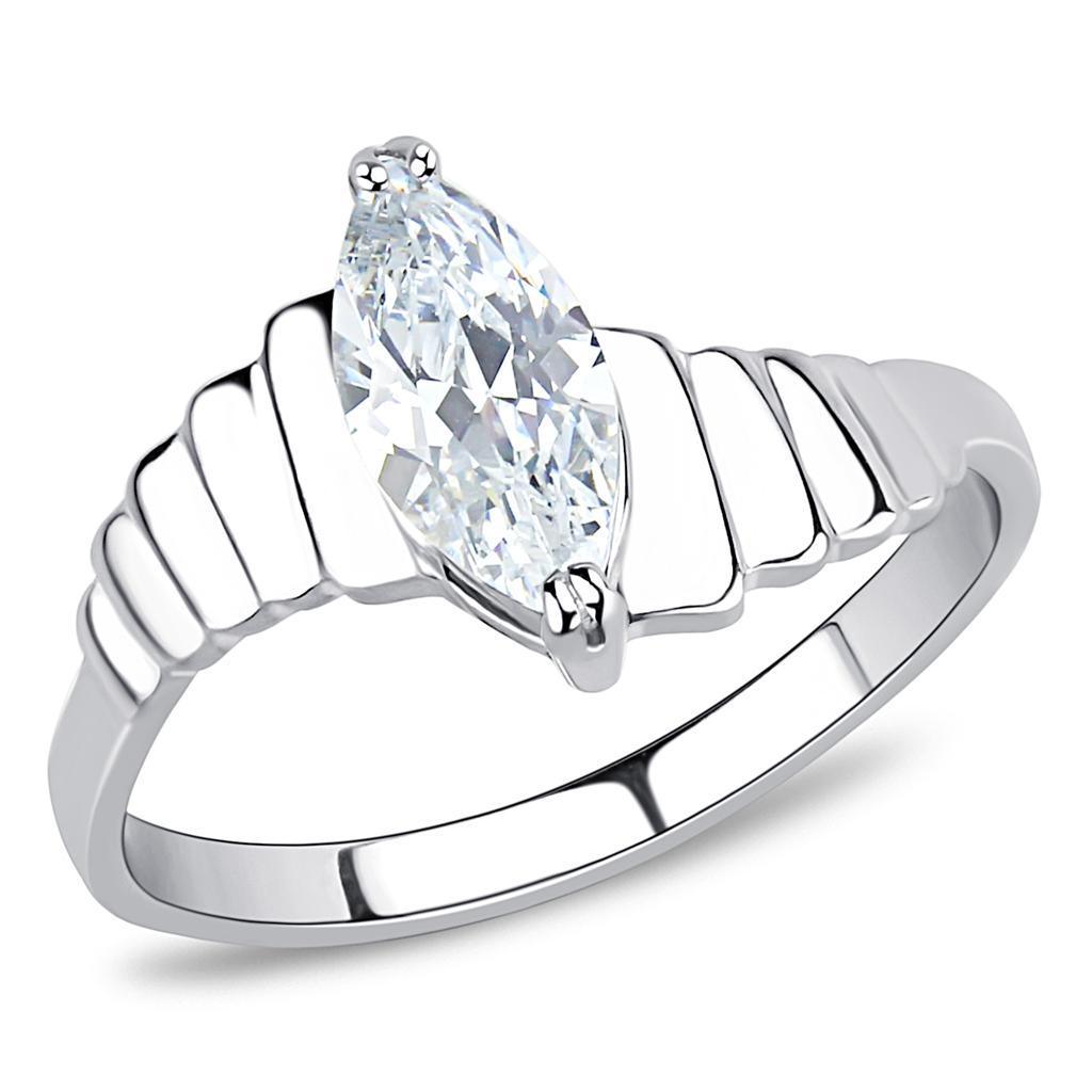 Womens Ring Clear Marquise Stainless Steel Ring with AAA Grade CZ in Clear - ErikRayo.com